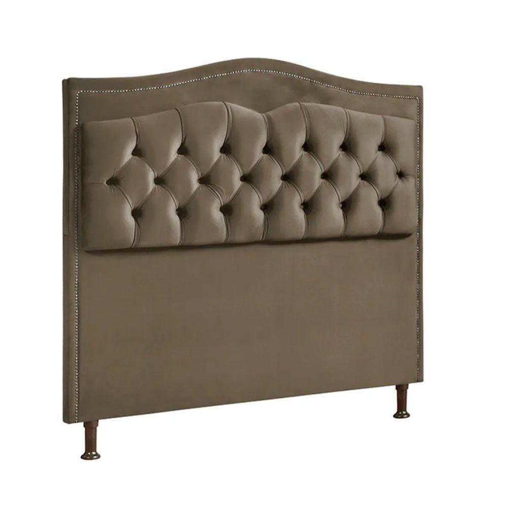 Cabeceira Estofada Holanda 1,60 2.0 Queen Veludo Speciale Home Marrom Castor - 1