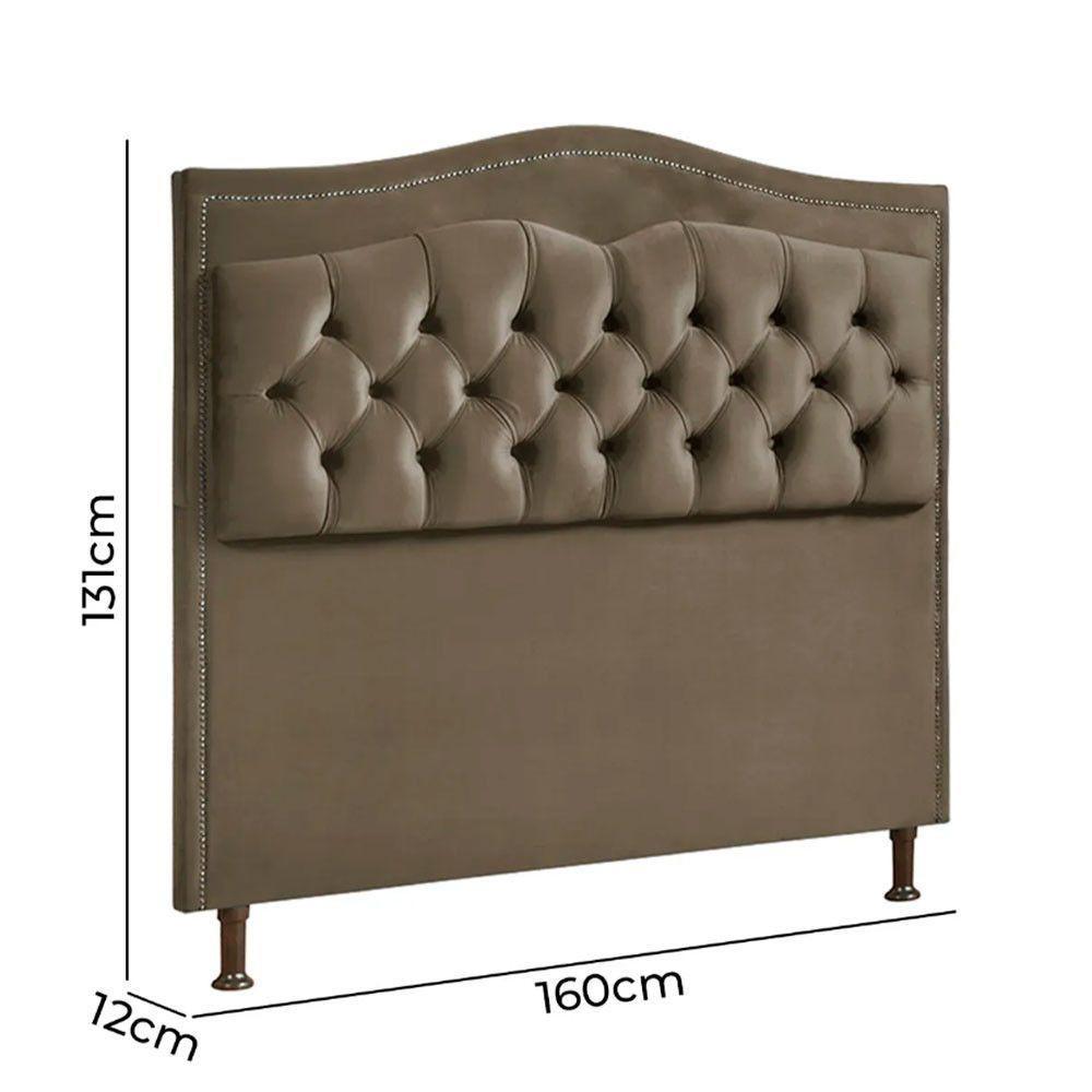 Cabeceira Estofada Holanda 1,60 2.0 Queen Veludo Speciale Home Marrom Castor - 5