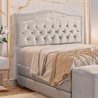Cabeceira Estofada Holanda 1,60 2.0 Queen Veludo Speciale Home Bege Marfim - 2