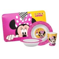 Kit Refeição Infantil Minnie 4 Peças Melamina Prato, Tigela, Copo E Lugar Americano - Tuut - 1
