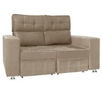 Sofá Retrátil E Reclinável 2 Lugares Londres 1.60cm Com Molas Suede Speciale Home Bege - 1