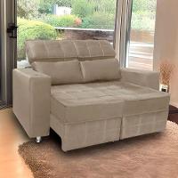 Sofá Retrátil E Reclinável 2 Lugares Londres 1.60cm Com Molas Suede Speciale Home Bege - 2