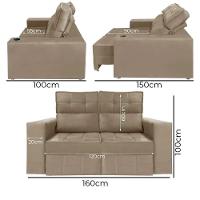 Sofá Retrátil E Reclinável 2 Lugares Londres 1.60cm Com Molas Suede Speciale Home Bege - 5