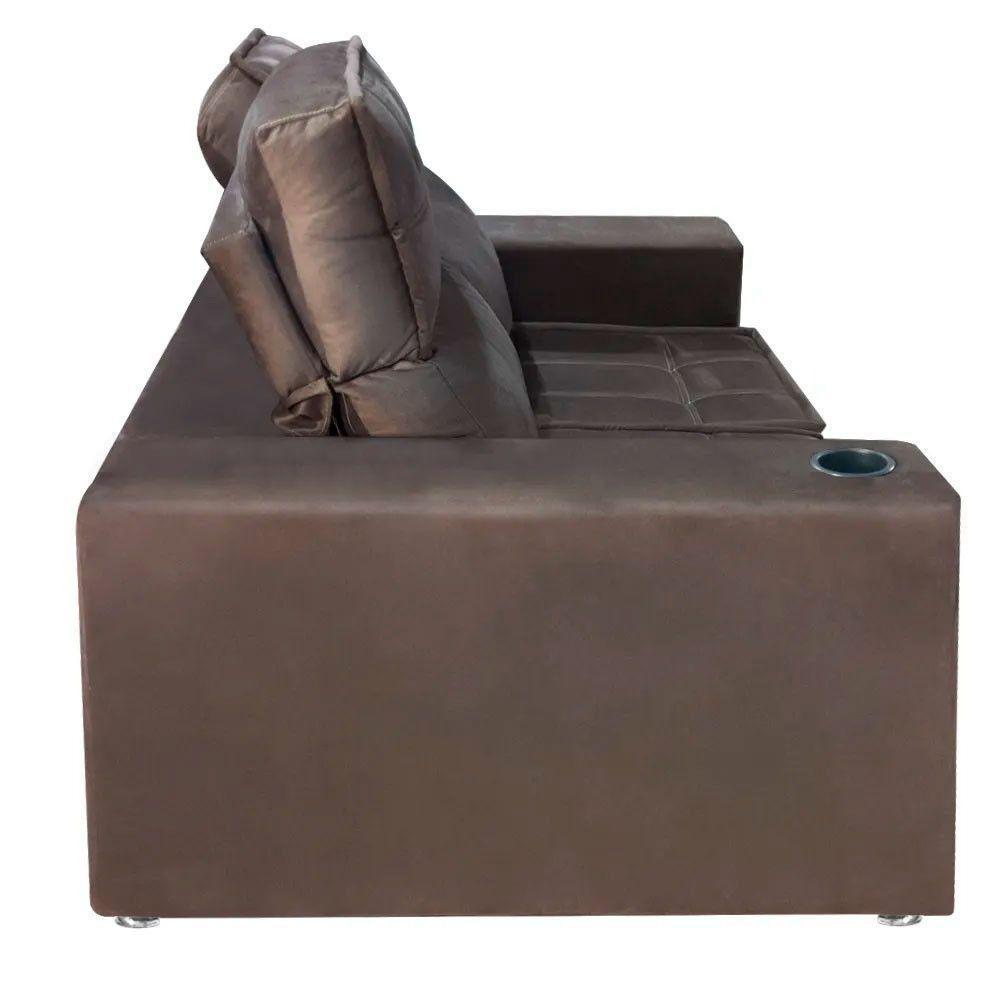 Sofá Retrátil E Reclinável 2 Lugares Londres 1.60cm Com Molas Suede Speciale Home Marrom - 6