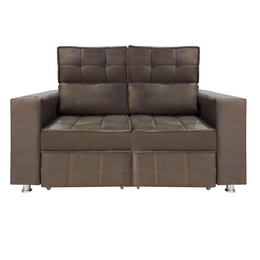 Sofá Retrátil E Reclinável 2 Lugares Londres 1.60cm Com Molas Suede Speciale Home Marrom - 9
