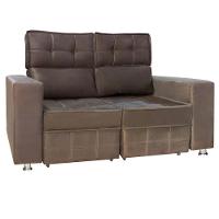 Sofá Retrátil E Reclinável 2 Lugares Londres 1.60cm Com Molas Suede Speciale Home Marrom - 1