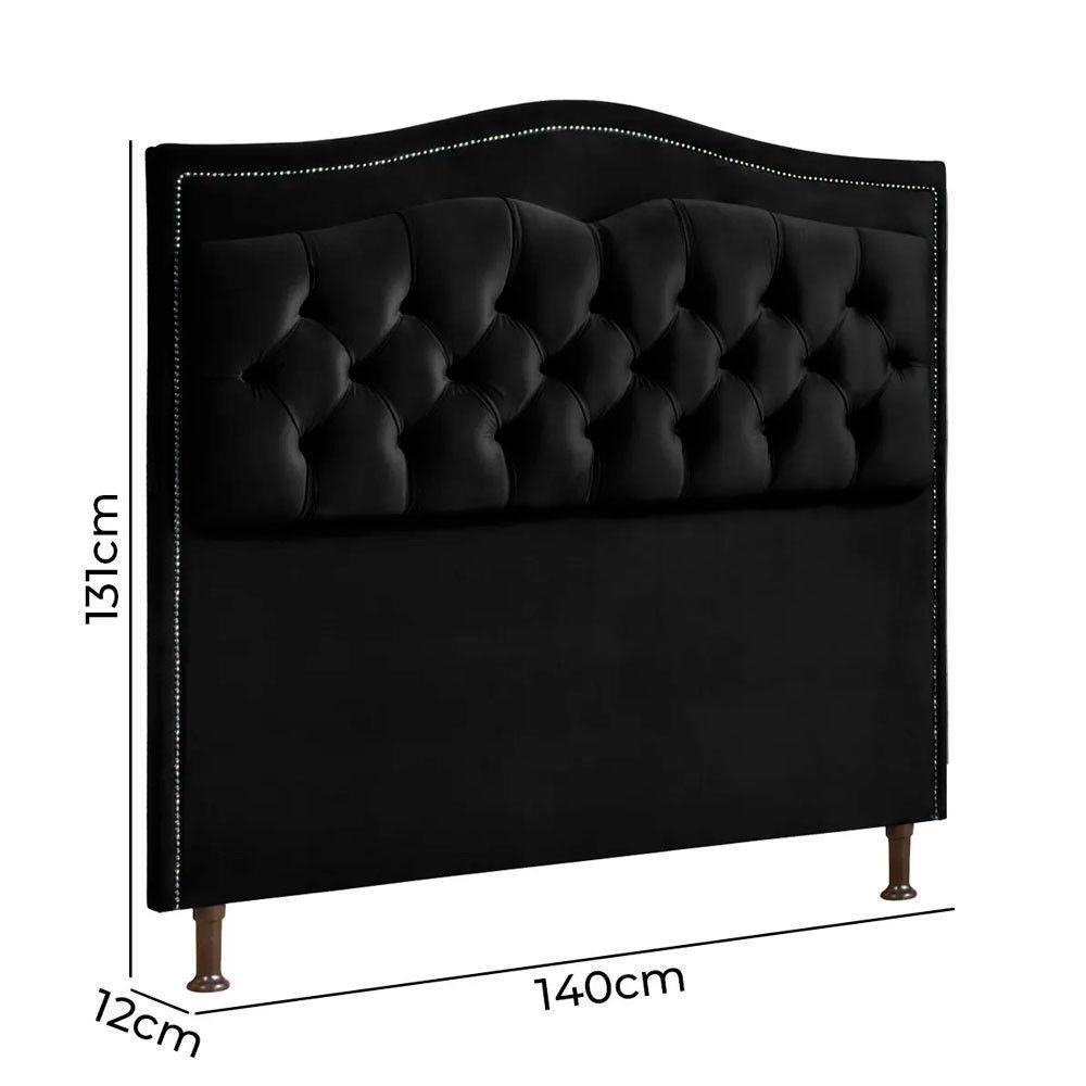 Conjunto Cabeceira E Calçadeira Holanda 140cm Veludo 2.0 Speciale Home Preto - 4