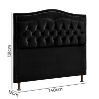 Conjunto Cabeceira E Calçadeira Holanda 140cm Veludo 2.0 Speciale Home Preto