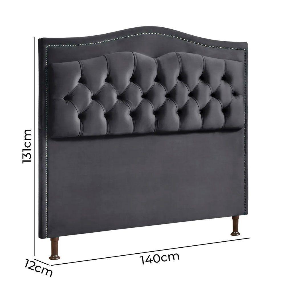 Conjunto Cabeceira E Calçadeira Holanda 140cm Veludo 2.0 Speciale Home Cinza Chumbo - 3