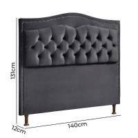 Conjunto Cabeceira E Calçadeira Holanda 140cm Veludo 2.0 Speciale Home Cinza Chumbo - 3