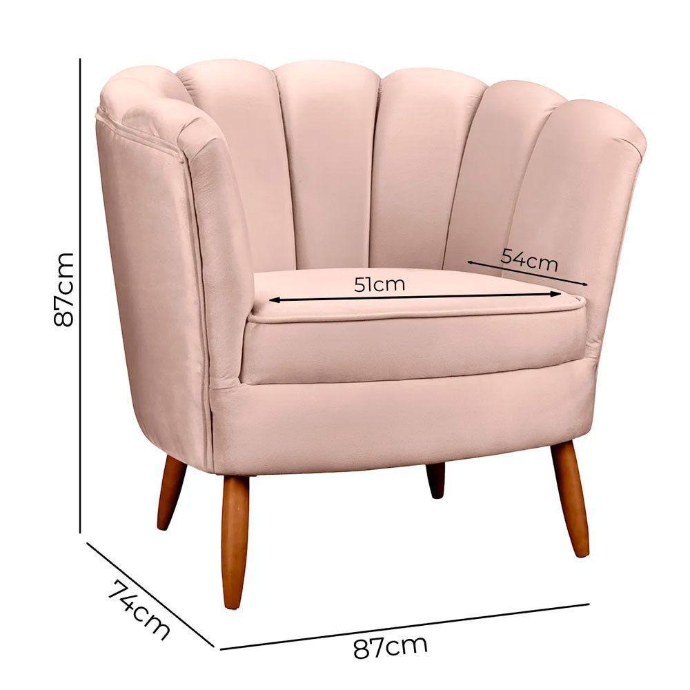 Poltrona Ariel Petala Decorativa Com Pés De Madeira Speciale Home Rose - 5
