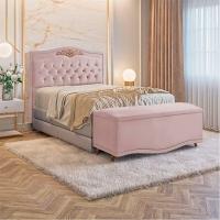 Conjunto Cabeceira E Calçadeira Holanda 140cm Veludo Rosê Speciale Home Rose - 2