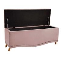 Conjunto Cabeceira E Calçadeira Holanda 140cm Veludo Rosê Speciale Home Rose - 6