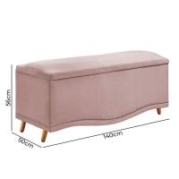 Conjunto Cabeceira E Calçadeira Holanda 140cm Veludo Rosê Speciale Home Rose - 8