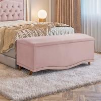 Conjunto Cabeceira E Calçadeira Holanda 140cm Veludo Rosê Speciale Home Rose - 9