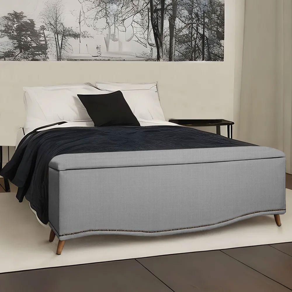 Conjunto Cabeceira E Calçadeira Holanda 1,95 Cm Linho Speciale Home Grafite - 2