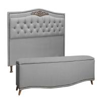 Conjunto Cabeceira E Calçadeira Holanda 1,95 Cm Linho Speciale Home Grafite - 1