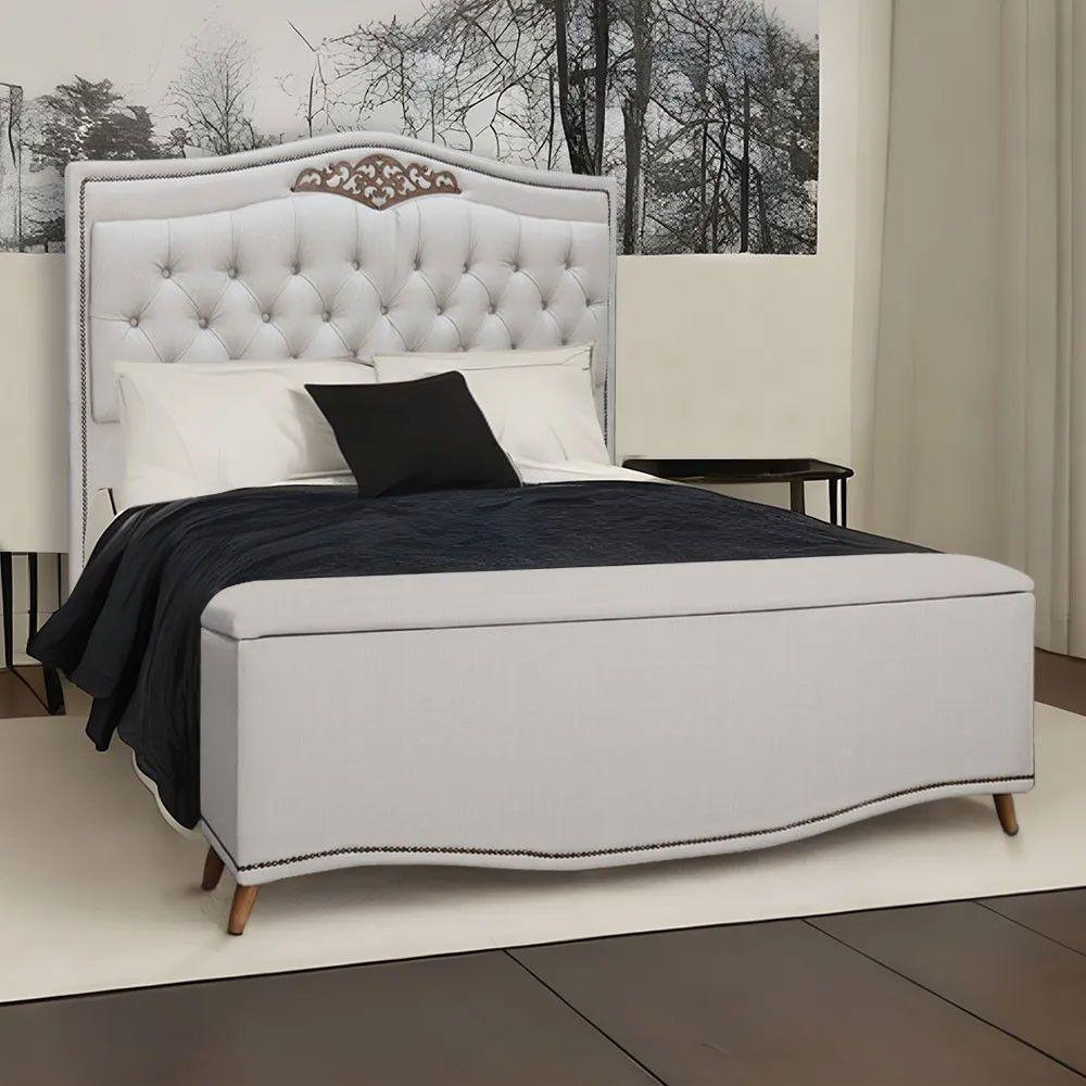 Conjunto Cabeceira E Calçadeira Holanda 1,95 Cm Linho Speciale Home Carvalho - 5