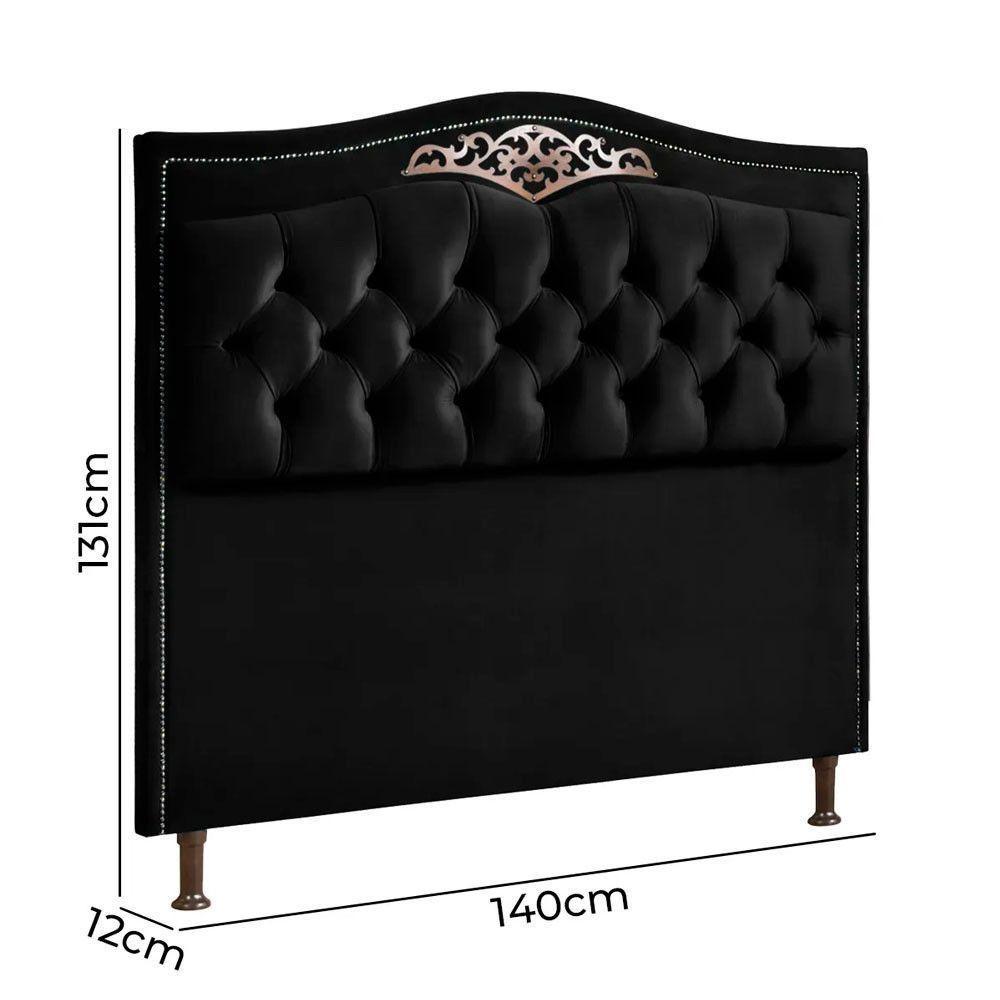 Conjunto Cabeceira E Calçadeira Holanda 140cm Veludo Speciale Home Preto - 3