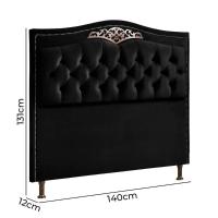 Conjunto Cabeceira E Calçadeira Holanda 140cm Veludo Speciale Home Preto - 3