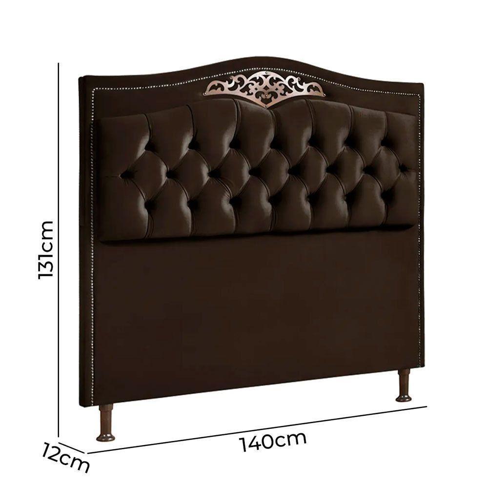 Conjunto Cabeceira E Calçadeira Holanda 140cm Veludo Speciale Home Marrom Chocolate - 5