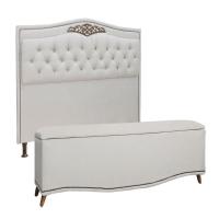 Conjunto Cabeceira E Calçadeira Holanda 1,95 Cm Linho Speciale Home Branco - 1