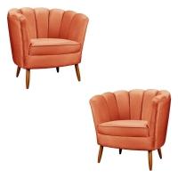 Kit 2 Poltronas Decorativa Ariel Petala Com Pés De Madeira Speciale Home Terracota - 1