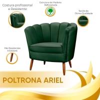 Kit 2 Poltronas Decorativa Ariel Petala Com Pés De Madeira Speciale Home Verde
