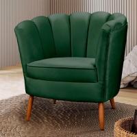 Kit 2 Poltronas Decorativa Ariel Petala Com Pés De Madeira Speciale Home Verde - 5