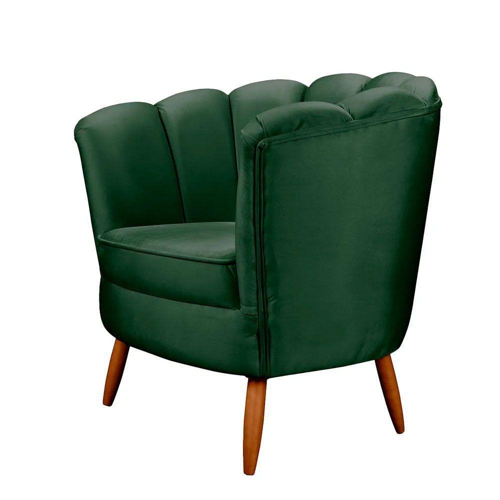 Poltrona Ariel Petala Decorativa Com Pés De Madeira Speciale Home Verde - 4