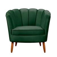 Poltrona Ariel Petala Decorativa Com Pés De Madeira Speciale Home Verde - 1