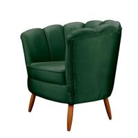 Poltrona Ariel Petala Decorativa Com Pés De Madeira Speciale Home Verde