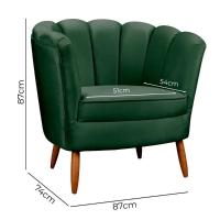 Poltrona Ariel Petala Decorativa Com Pés De Madeira Speciale Home Verde - 5