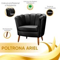 Kit 2 Poltronas Decorativa Ariel Petala Com Pés De Madeira Speciale Home Preto - 3