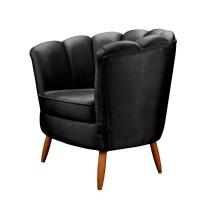 Kit 2 Poltronas Decorativa Ariel Petala Com Pés De Madeira Speciale Home Preto - 5