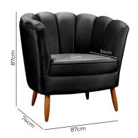 Kit 2 Poltronas Decorativa Ariel Petala Com Pés De Madeira Speciale Home Preto - 6