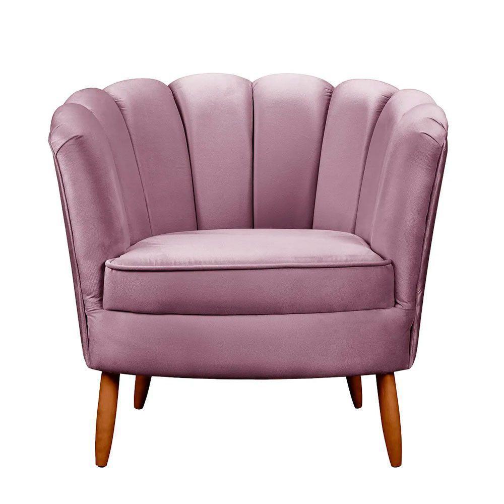 Poltrona Ariel Petala Decorativa Com Pés De Madeira Speciale Home Lilás - 1