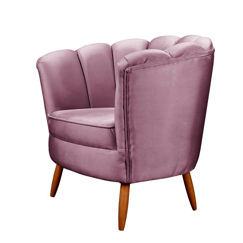 Poltrona Ariel Petala Decorativa Com Pés De Madeira Speciale Home Lilás - 3