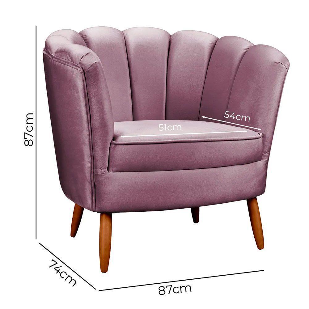 Poltrona Ariel Petala Decorativa Com Pés De Madeira Speciale Home Lilás - 6