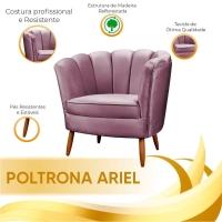 Poltrona Ariel Petala Decorativa Com Pés De Madeira Speciale Home Lilás - 2