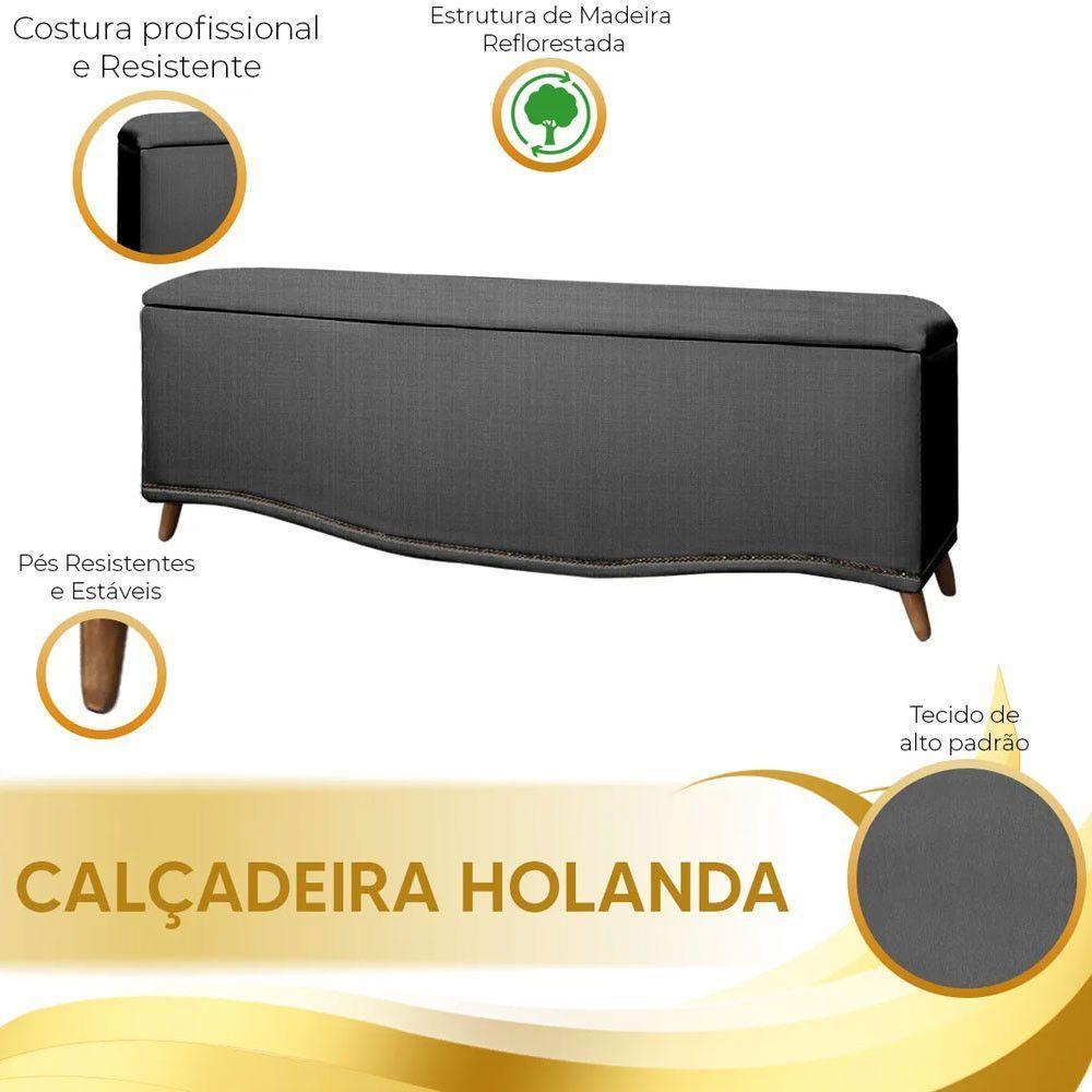 Conjunto Cabeceira E Calçadeira Holanda 1,95 Cm Linho Speciale Home Trovão - 4