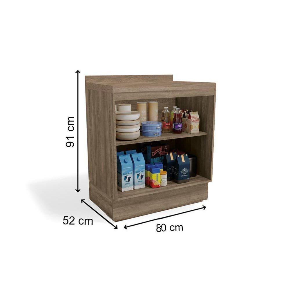 Balcão de Cozinha Maxxi G744 2 Portas c/Tampo 80cm Nogal/Preto Brilho - Kappesberg - 4