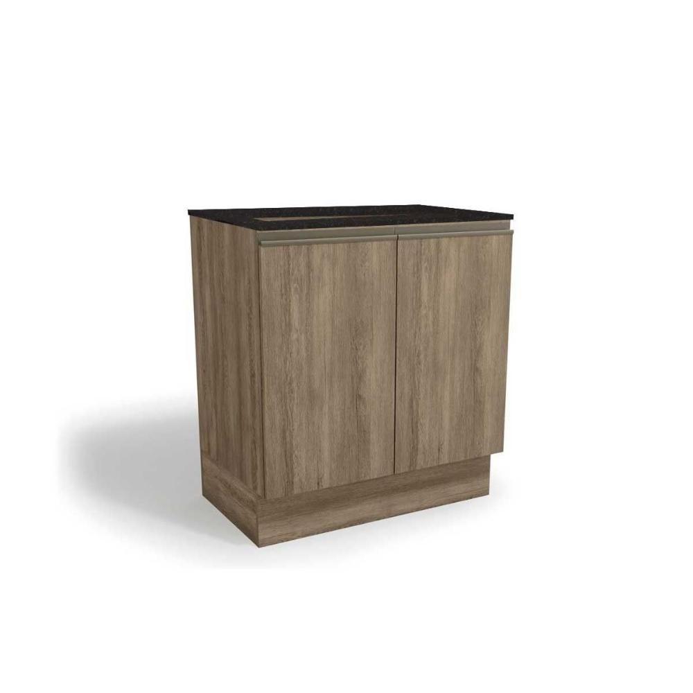 Balcão De Cozinha Maxxi G744 P-cooktop 2 Portas C-tampo 80cm Nogal-preto Brilho - Kappesberg - 1