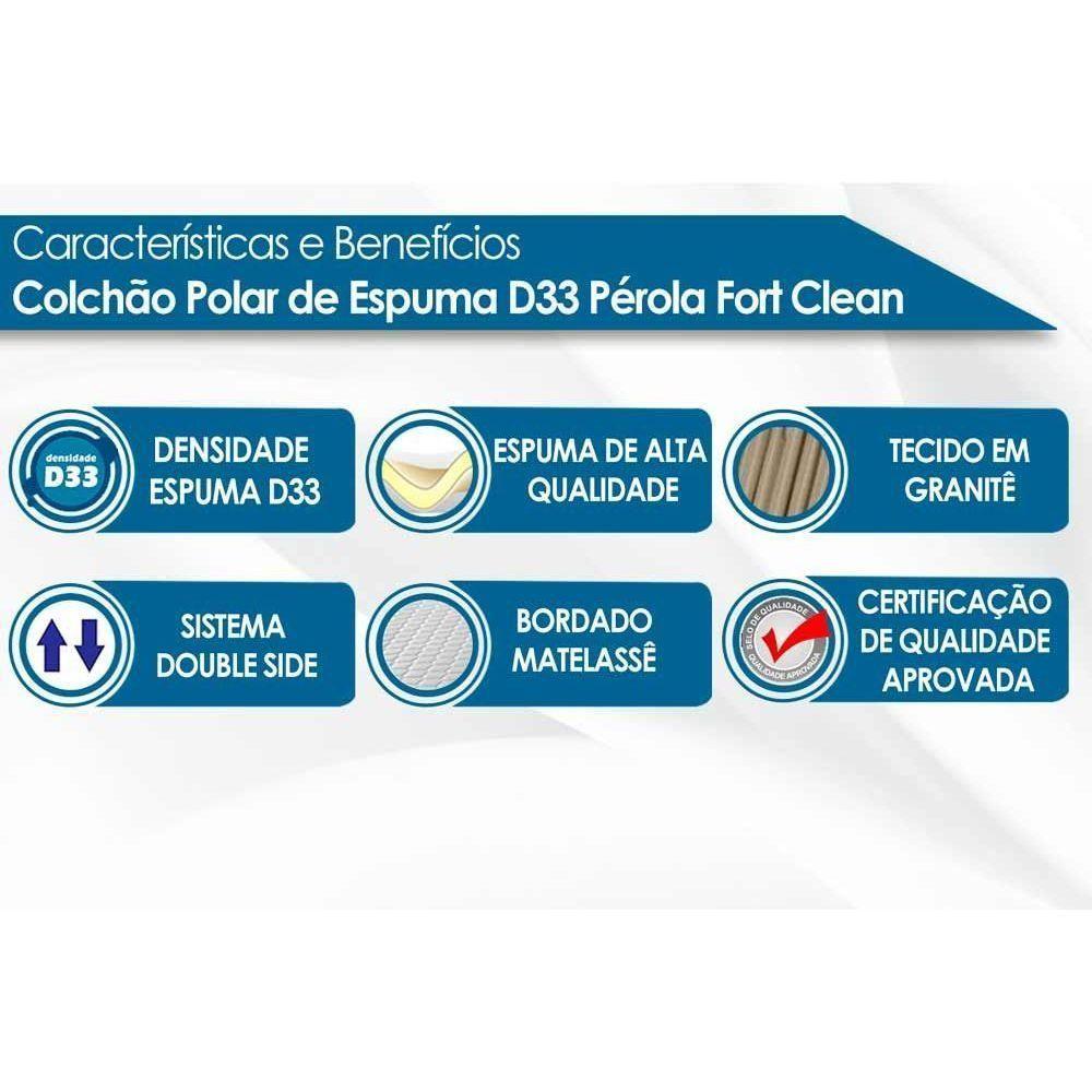 Colchão Solteiro Espuma D33 Pérola Clean (78x188x14) Polar - 6