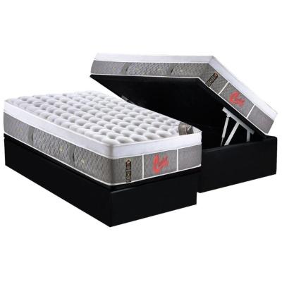 Cama Box Baú Solteiro: Colchão Molas Pocket Ensacadas Castor  Light Stress Oxygen New Plush + Base CRC Courano Black(88x188)