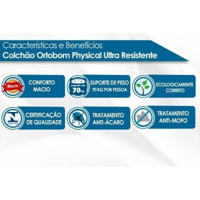 Conjunto Box Baú Solteiro: Colchão Espuma Ortobom D26 Physical Ultra Resistente + Base CRC Courano Black(88x188)