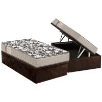 Conjunto Box Baú Solteiro: Colchão Espuma Ortobom D26 Physical Ultra Resistente + Base CRC Suede Brown(88x188) - 1