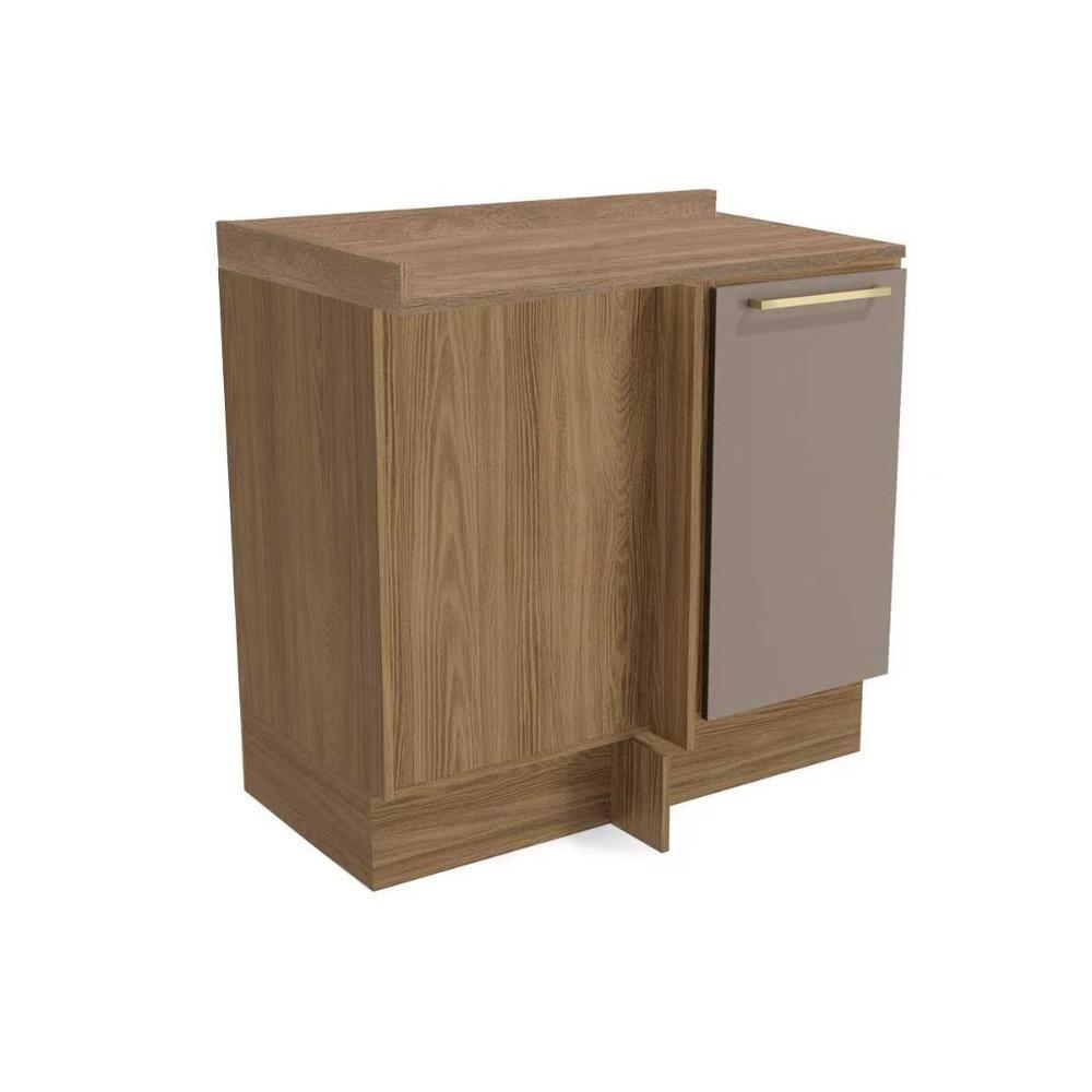 Balcão de Cozinha Modulado Botanic M625 Canto Reto 1 Porta c/Tampo 98cm Nogueira/Fendi/Nogueira - Kappesberg - 1