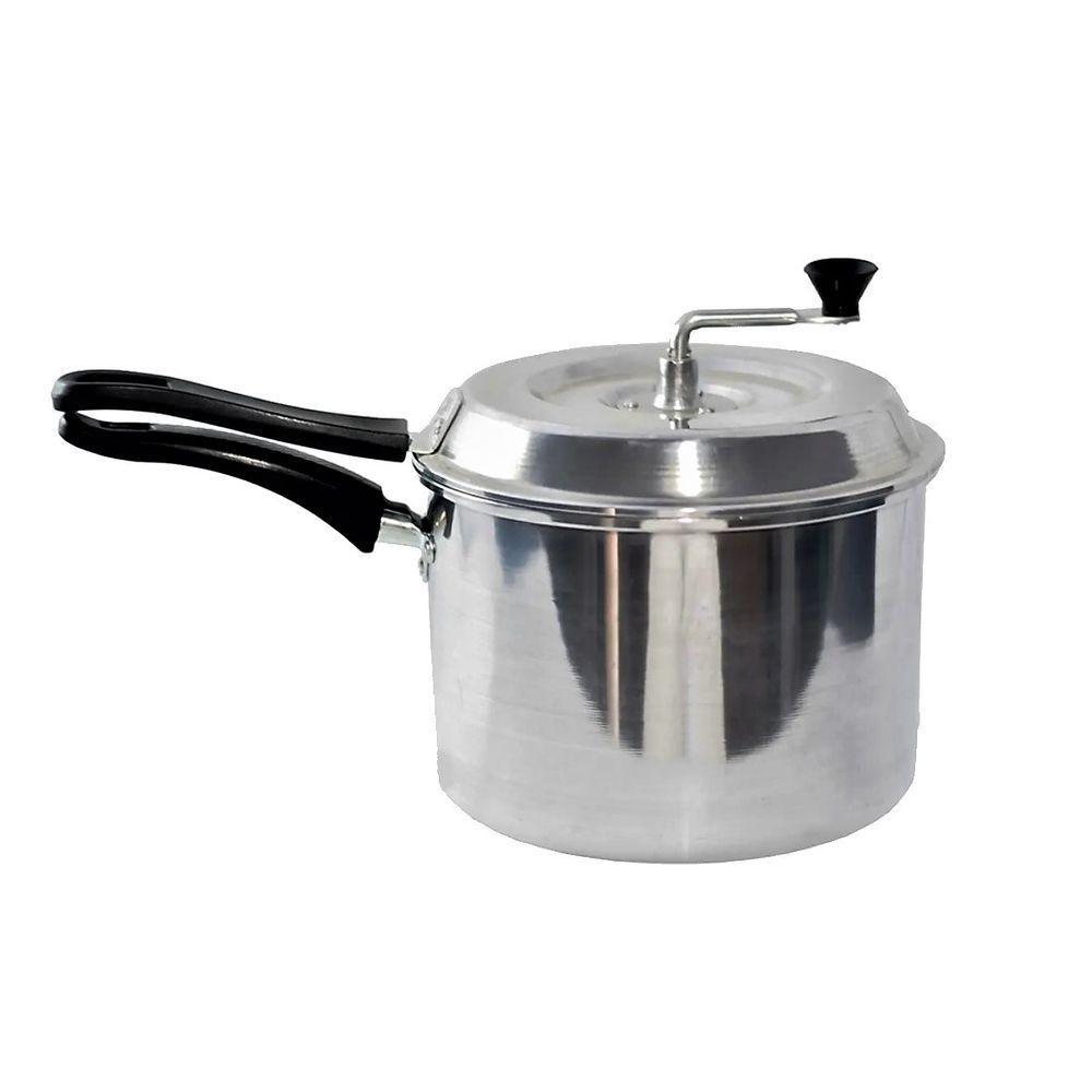 Panela Pipoqueira Em Alumínio Polido Tampa Manivela 20cm - 1