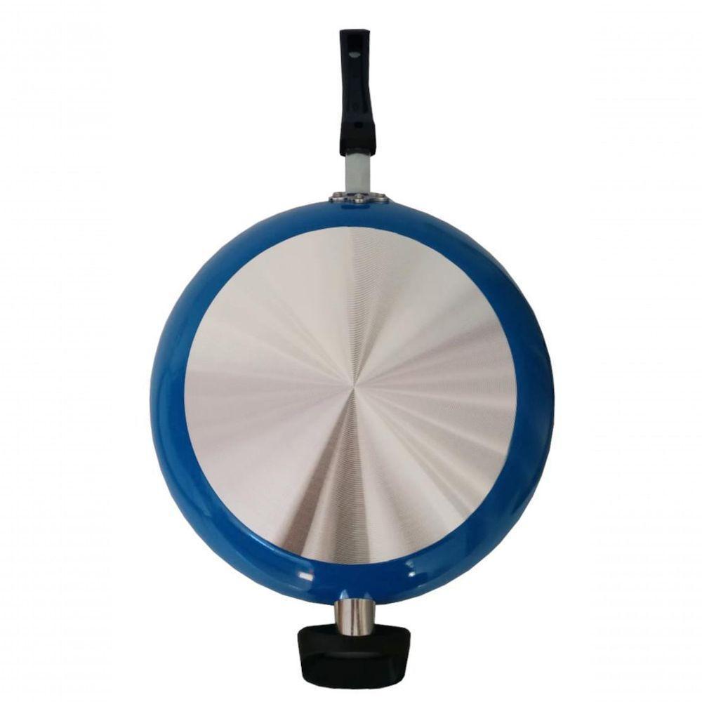 Panela Wok Antiaderente Grande Com Tampa 30cm Azul Extang - 3